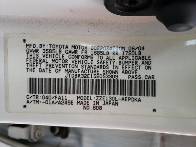 Photo 10 from auction – 2005 TOYOTA COROLLA CE with VIN JTDBR32E152053309