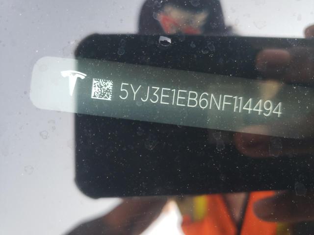 Photo 10 from auction – 2022 TESLA MODEL 3 with VIN 5YJ3E1EB6NF114494