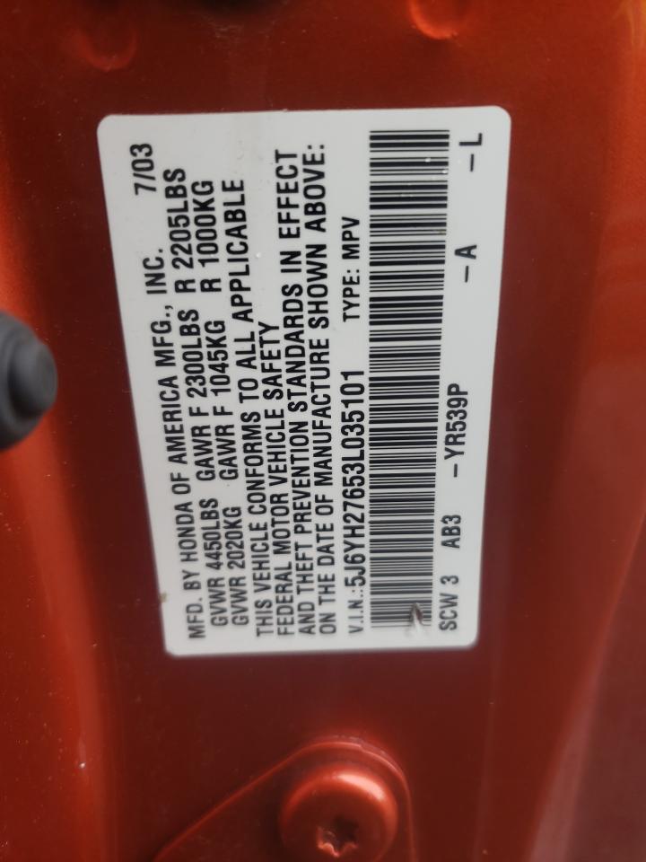 Photo 10 from auction – 2003 HONDA ELEMENT EX with VIN 5J6YH27653L035101
