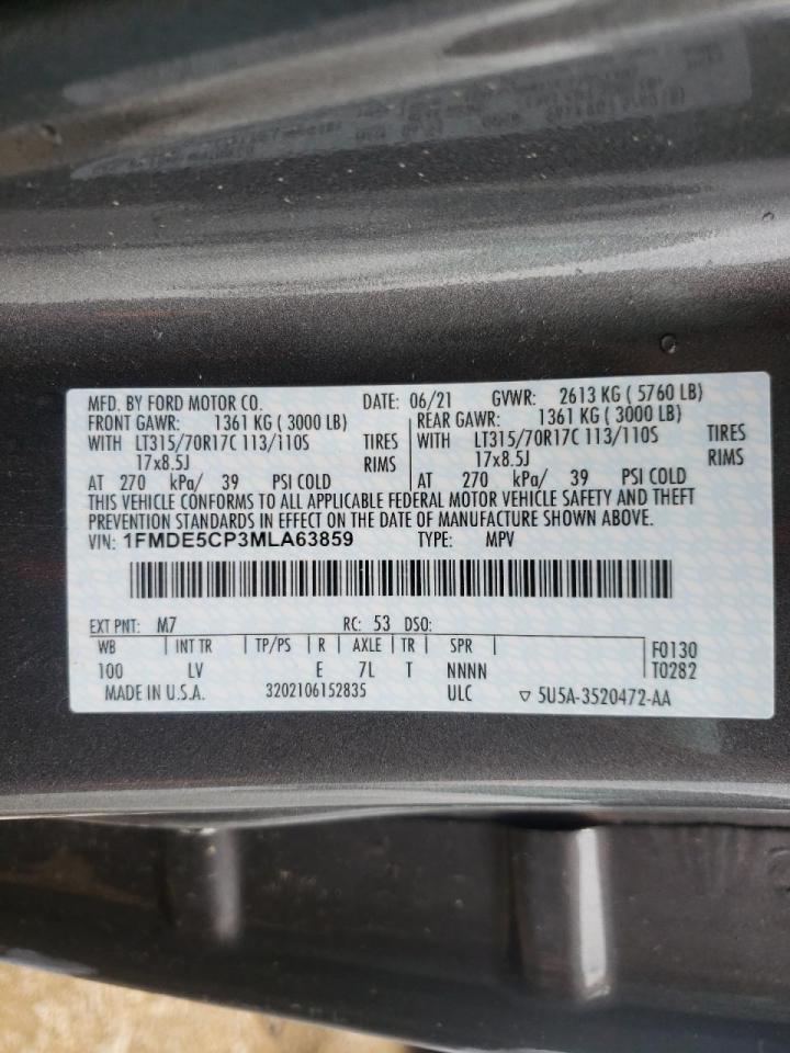 Photo 10 from auction – 2021 FORD BRONCO BAS with VIN 1FMDE5CP3MLA63859
