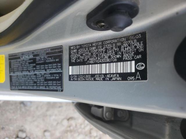 Photo 10 from auction – 2003 LEXUS IS 300 with VIN JTHBD192430080106