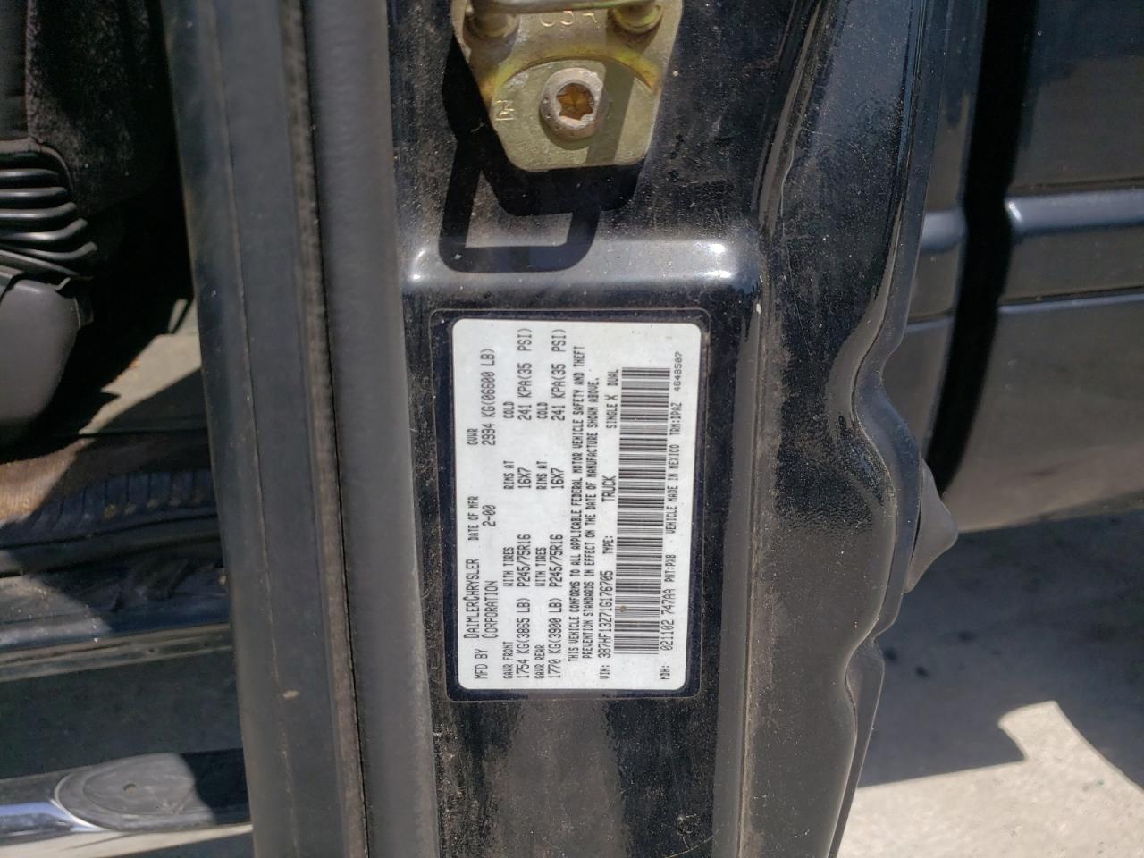 Photo 10 from auction – 2001 DODGE RAM 1500 with VIN 3B7HF13Z71G176705