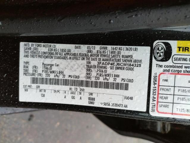 Photo 10 from auction – 2012 FORD FIESTA SE with VIN 3FADP4EJ6CM184325