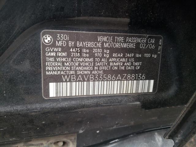 Photo 10 from auction – 2006 BMW 330 I with VIN WBAVB33586AZ88136