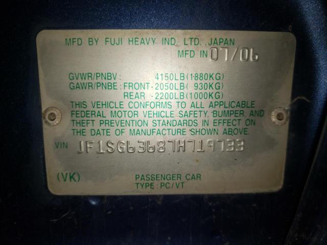 Photo 10 from auction – 2007 SUBARU FORESTER 2 with VIN JF1SG63687H719733