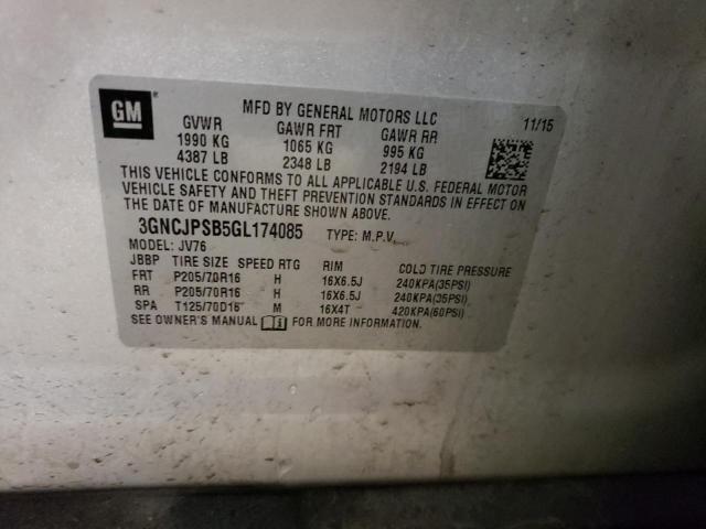 Photo 10 from auction – 2016 CHEVROLET TRAX 1LT with VIN 3GNCJPSB5GL174085