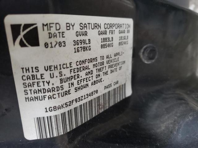 Photo 10 from auction – 2003 SATURN ION with VIN 1G8AK52F93Z134870