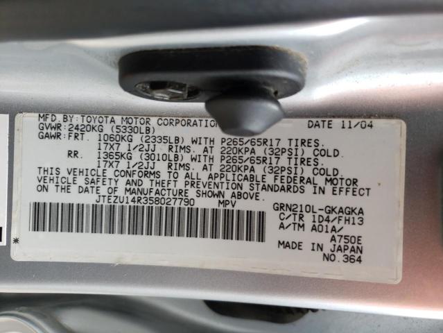 Photo 10 from auction – 2005 TOYOTA 4RUNNER SR with VIN JTEZU14R358027790