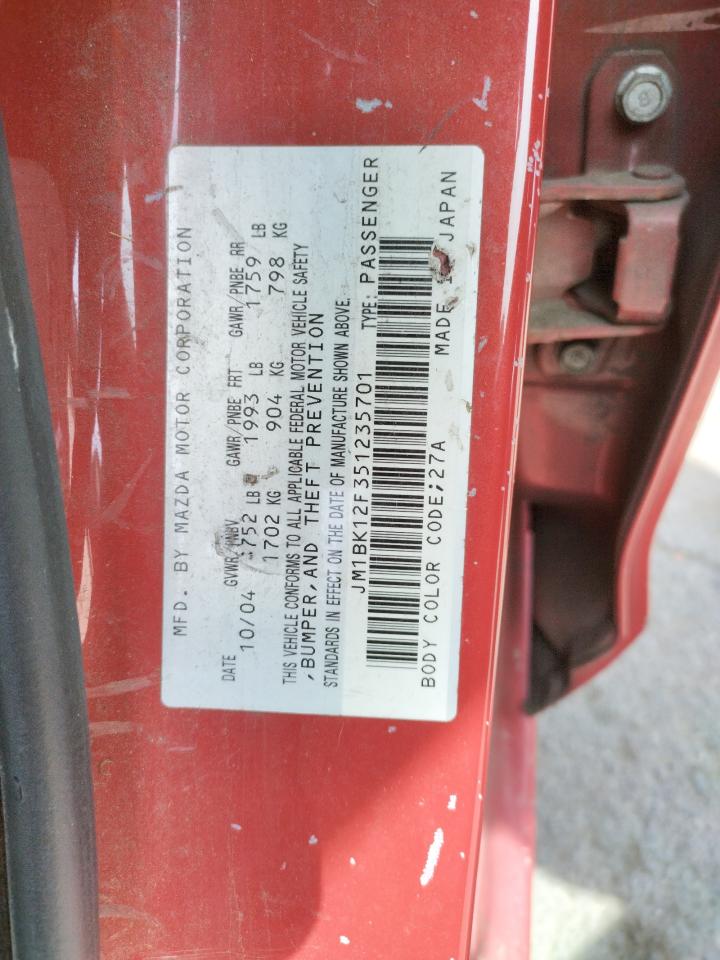 Photo 10 from auction – 2005 MAZDA 3 I with VIN JM1BK12F351235701