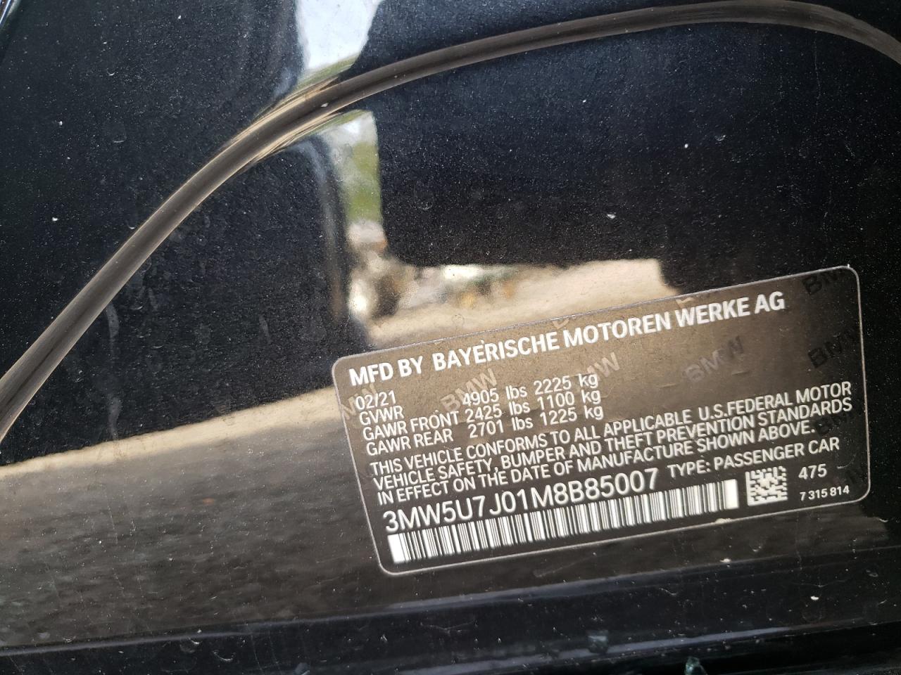 Photo 10 from auction – 2021 BMW M340I with VIN 3MW5U7J01M8B85007