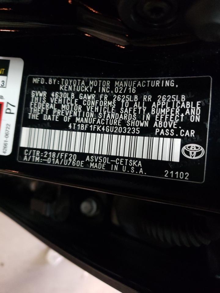 Photo 10 from auction – 2016 TOYOTA CAMRY LE with VIN 4T1BF1FK4GU203235
