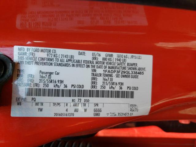 Photo 10 from auction – 2016 FORD FOCUS SE with VIN 1FADP3F29GL338485