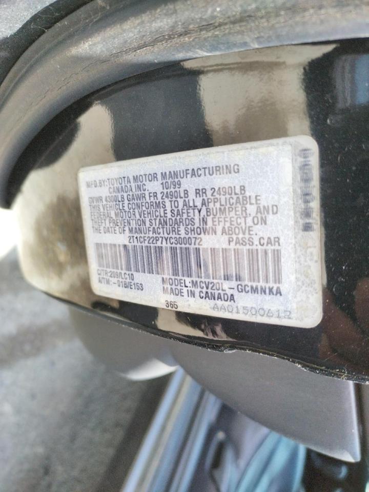 Photo 10 from auction – 2000 TOYOTA CAMRY SOLA with VIN 2T1CF22P7YC300072