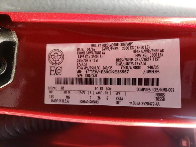 Photo 10 from auction – 2016 FORD F150 SUPER with VIN 1FTEW1E89GKE35557