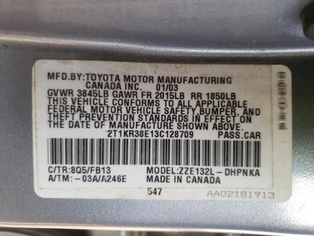 Photo 10 from auction – 2003 TOYOTA COROLLA MA with VIN 2T1KR38E13C128709