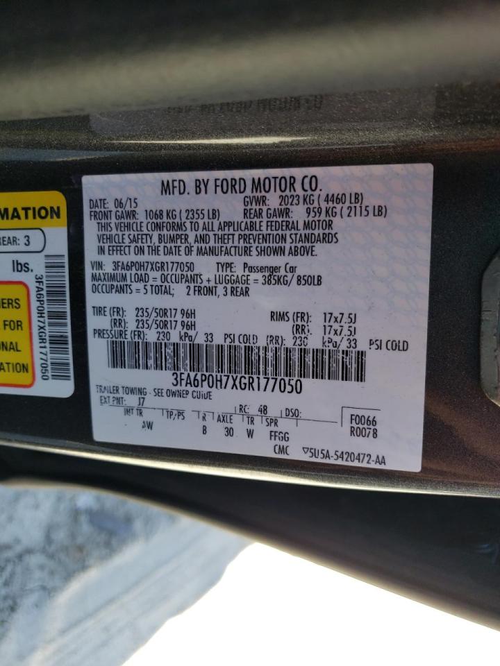 Photo 10 from auction – 2016 FORD FUSION SE with VIN 3FA6P0H7XGR177050
