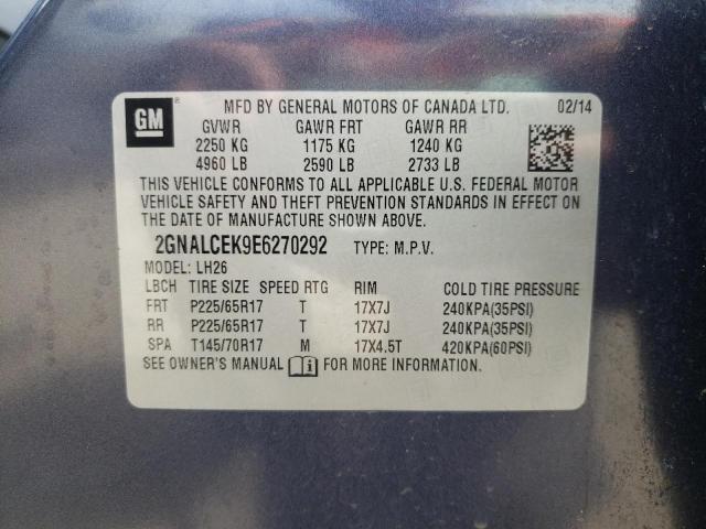 Photo 10 from auction – 2014 CHEVROLET EQUINOX LT with VIN 2GNALCEK9E6270292