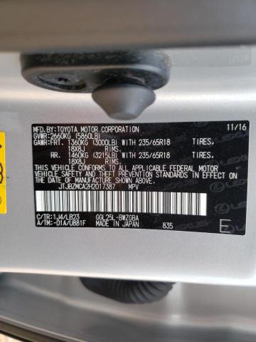Photo 10 from auction – 2017 LEXUS RX 350 BAS with VIN JTJBZMCA2H2017387