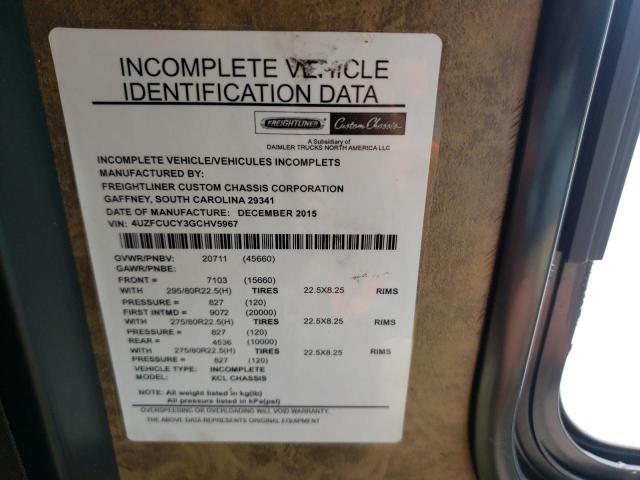 Photo 10 from auction – 2016 FREIGHTLINER CHASSIS XC with VIN 4UZFCUCY3GCHV5967