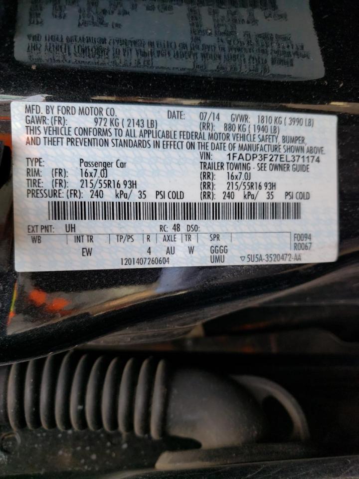 Фото 10 с аукциона – 2014 FORD FOCUS SE с VIN 1FADP3F27EL371174