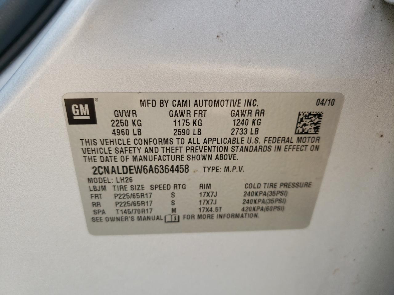 Photo 10 from auction – 2010 CHEVROLET EQUINOX LT with VIN 2CNALDEW6A6364458