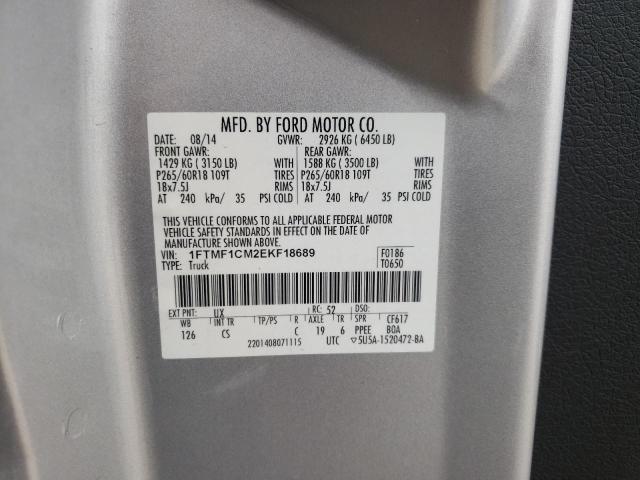 Photo 10 from auction – 2014 FORD F150 with VIN 1FTMF1CM2EKF18689