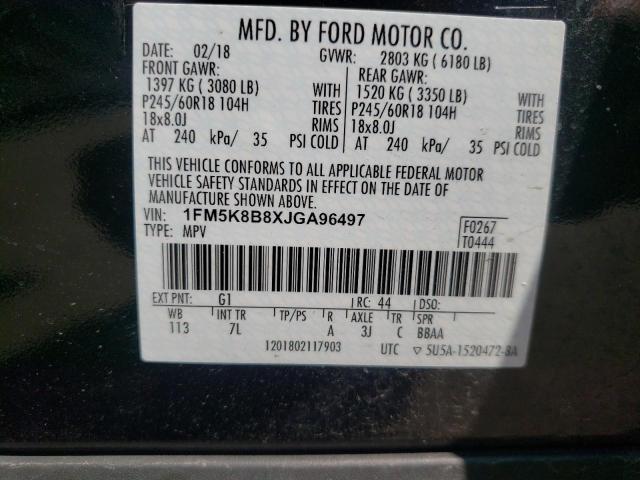 Photo 10 from auction – 2018 FORD EXPLORER with VIN 1FM5K8B8XJGA96497