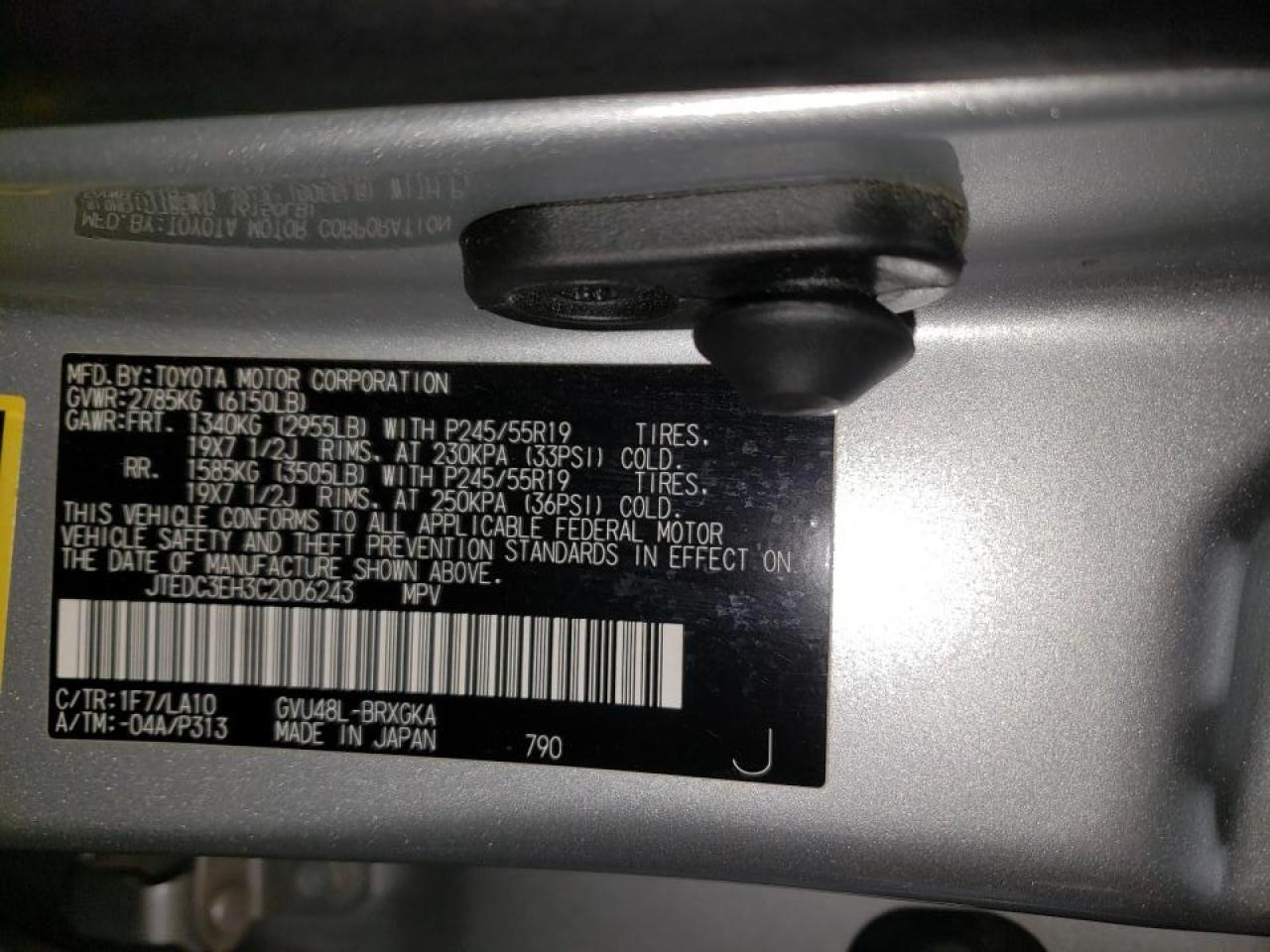 Photo 10 from auction – 2012 TOYOTA HIGHLANDER with VIN JTEDC3EH3C2006243