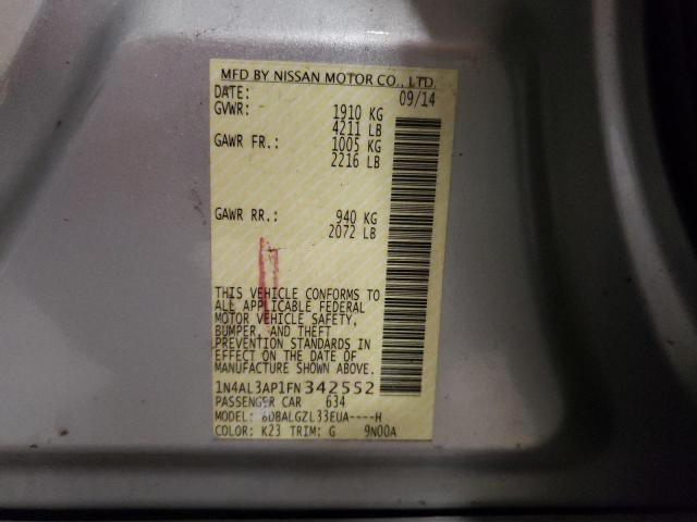 Photo 10 from auction – 2015 NISSAN ALTIMA 2.5 with VIN 1N4AL3AP1FN342552