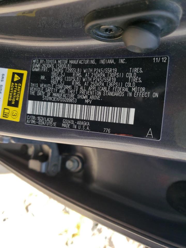 Photo 10 from auction – 2013 TOYOTA HIGHLANDER with VIN 5TDYK3EH7DS099853