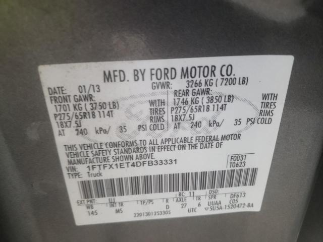 Photo 10 from auction – 2013 FORD F150 SUPER with VIN 1FTFX1ET4DFB33331