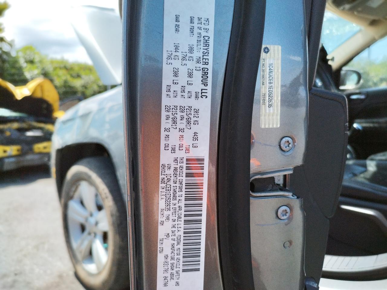 Photo 10 from auction – 2014 JEEP COMPASS LA with VIN 1C4NJCEB1ED522635