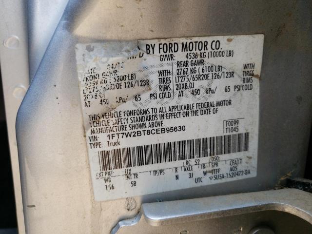 Photo 10 from auction – 2012 FORD F250 SUPER with VIN 1FT7W2BT8CEB95630