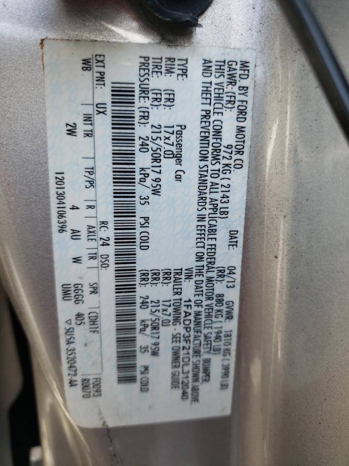 Photo 10 from auction – 2013 FORD FOCUS SE with VIN 1FADP3F21DL312040