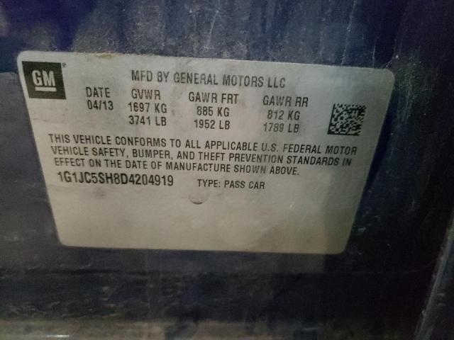 Photo 10 from auction – 2013 CHEVROLET SONIC LT with VIN 1G1JC5SH8D4204919