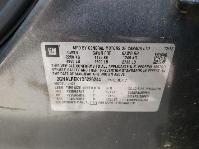 Photo 10 from auction – 2013 CHEVROLET EQUINOX LT with VIN 2GNALPEK1D6226244