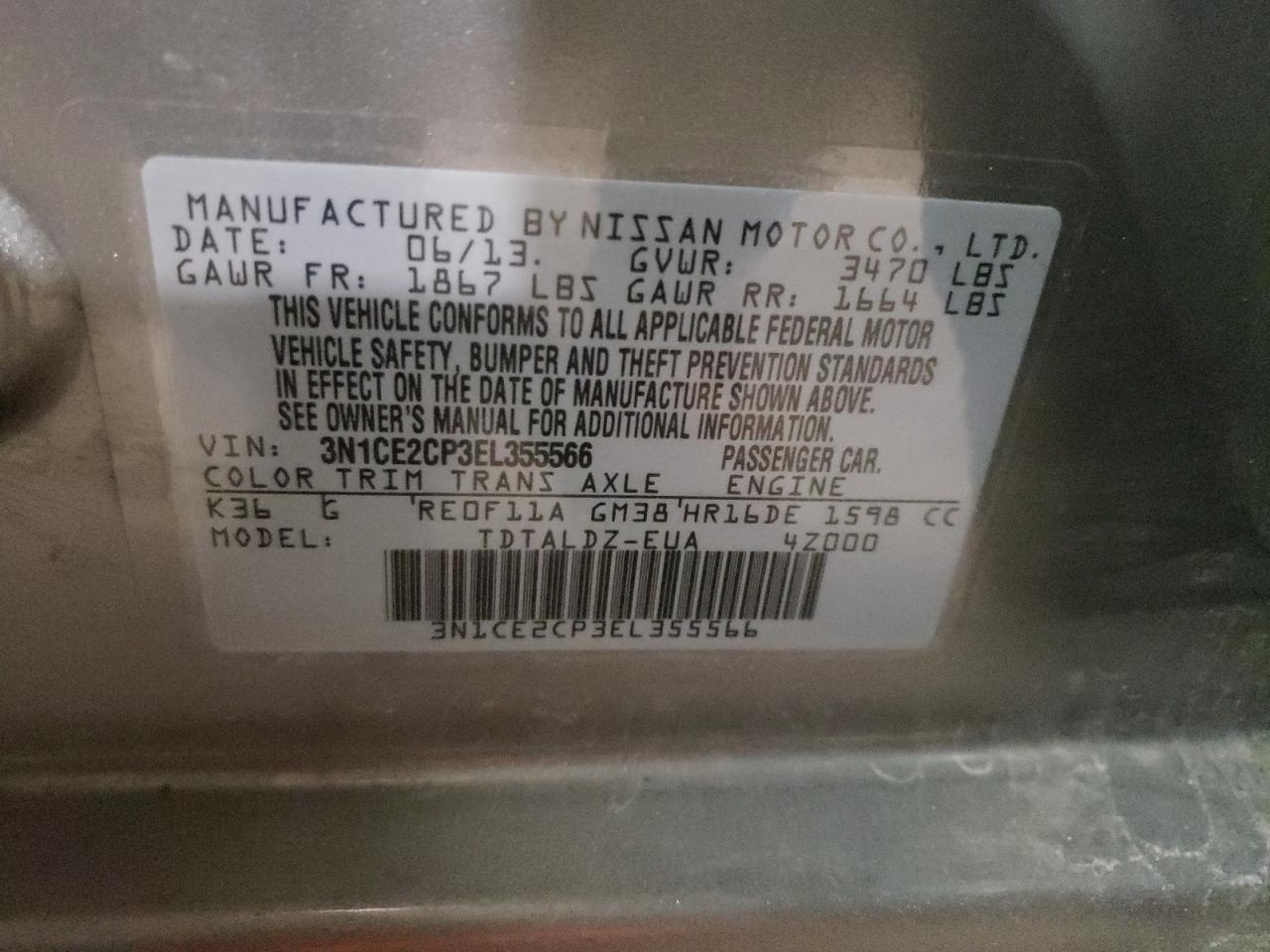 Photo 10 from auction – 2014 NISSAN VERSA NOTE with VIN 3N1CE2CP3EL355566