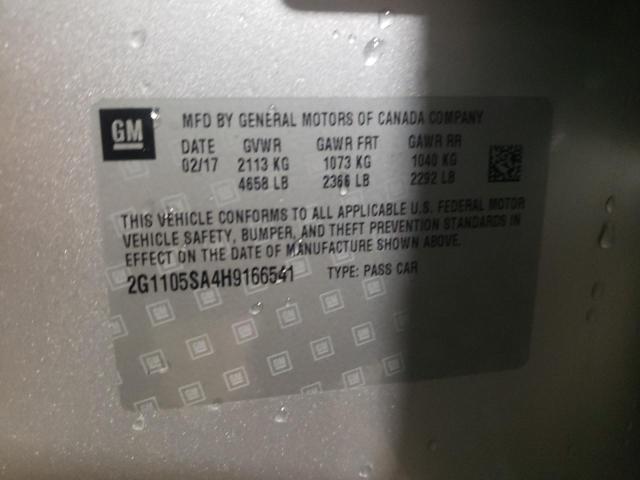 Photo 10 from auction – 2017 CHEVROLET IMPALA LT with VIN 2G1105SA4H9166541