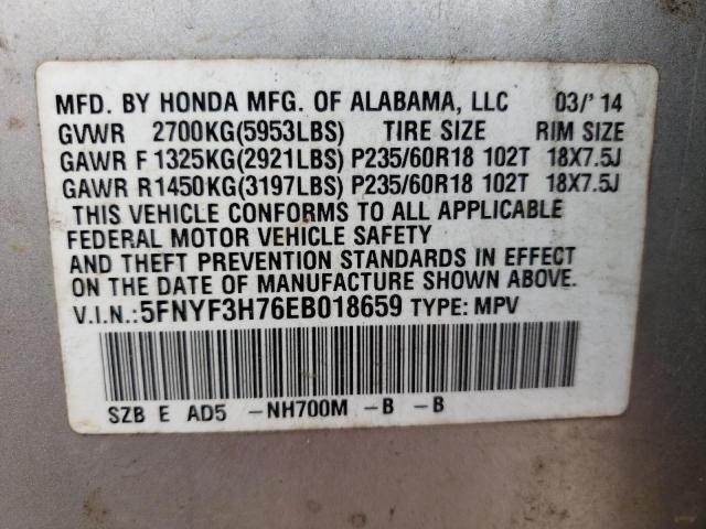 Photo 10 from auction – 2014 HONDA PILOT EXLN with VIN 5FNYF3H76EB018659