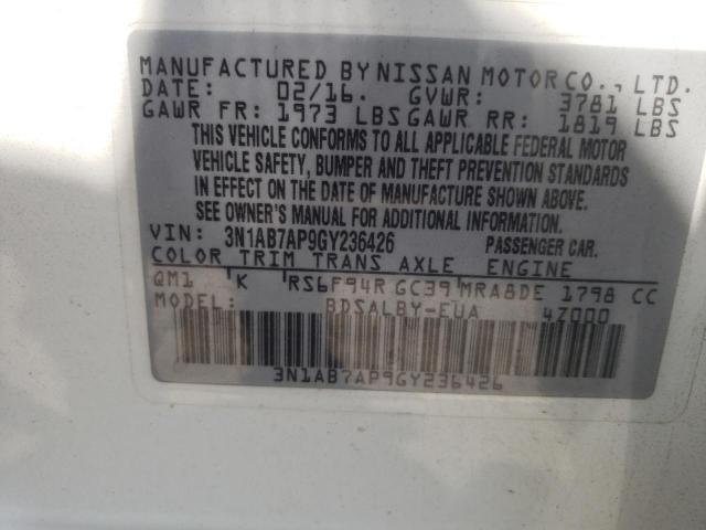 Photo 10 from auction – 2016 NISSAN SENTRA with VIN 3N1AB7AP9GY236426