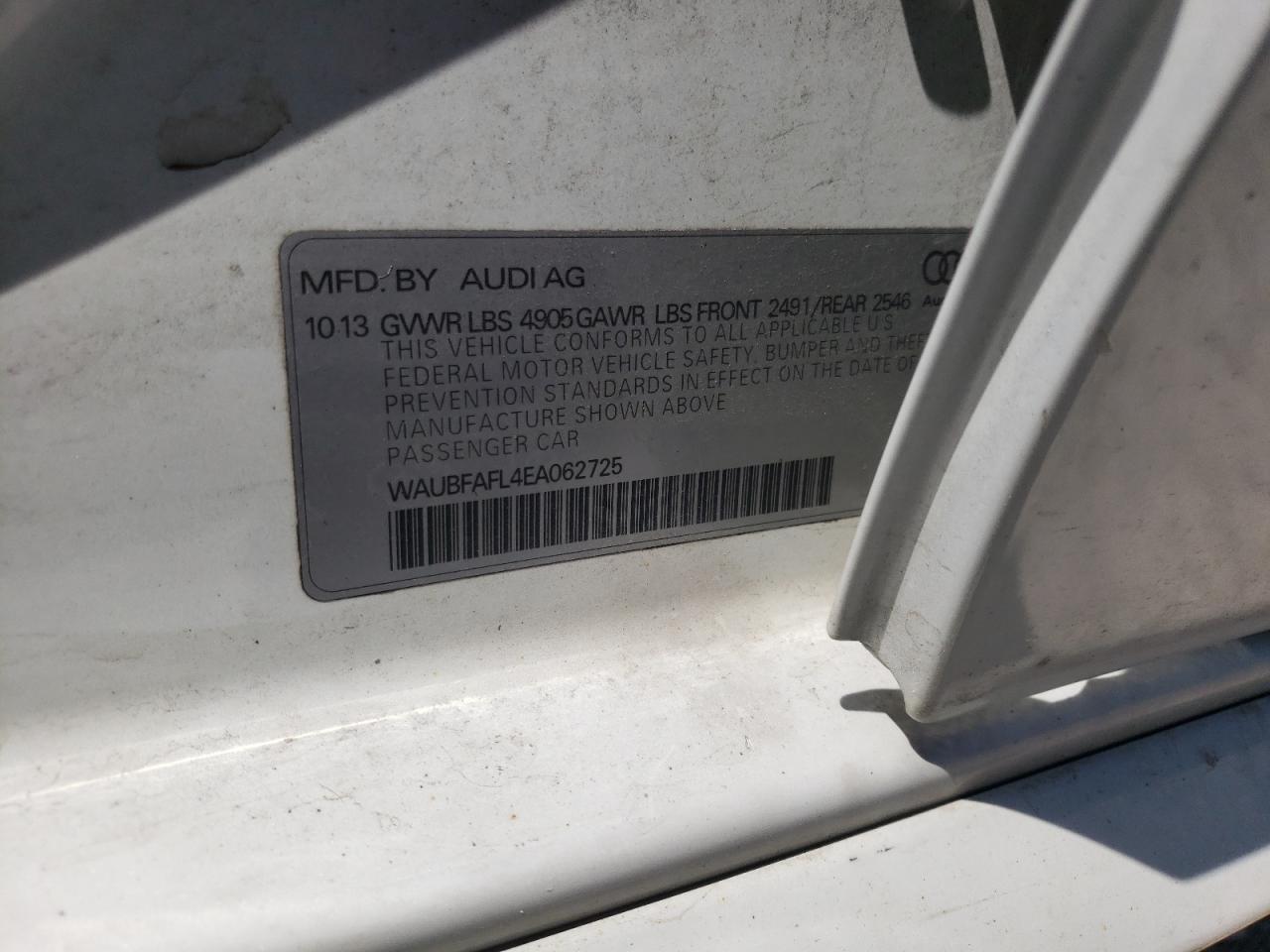Photo 10 from auction – 2014 AUDI A4 PREMIUM with VIN WAUBFAFL4EA062725