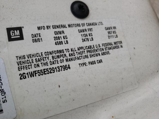 Photo 10 from auction – 2002 CHEVROLET IMPALA with VIN 2G1WF55E529137964
