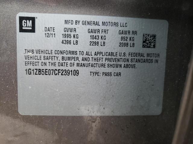 Photo 10 from auction – 2012 CHEVROLET MALIBU LS with VIN 1G1ZB5E07CF239109