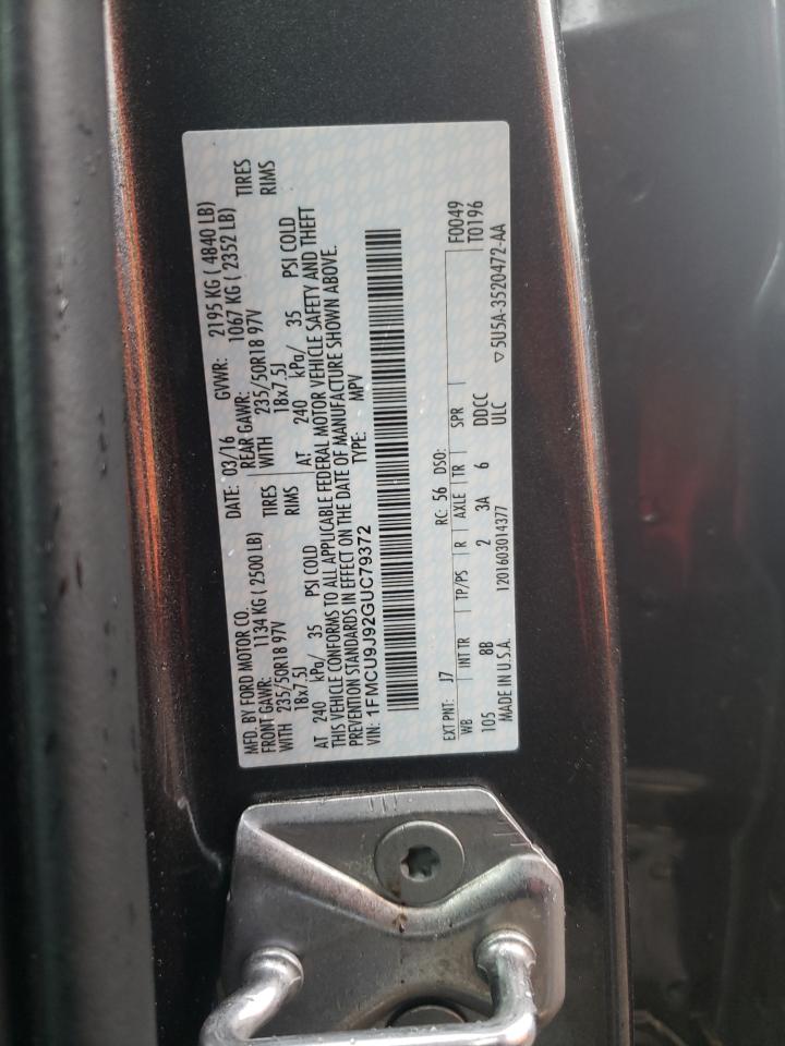 Photo 10 from auction – 2016 FORD ESCAPE TIT with VIN 1FMCU9J92GUC79372