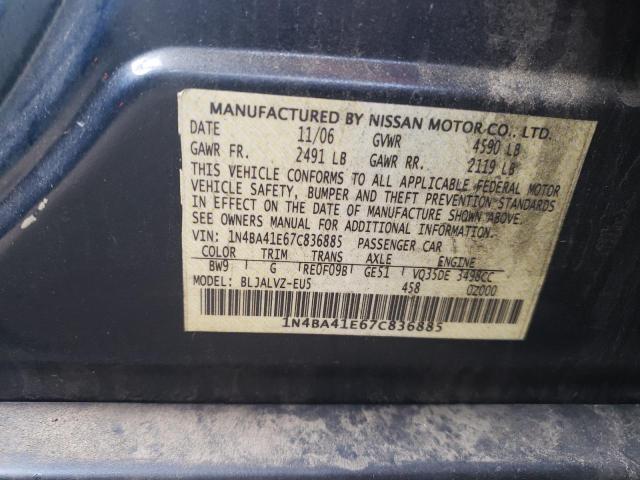 Photo 10 from auction – 2007 NISSAN MAXIMA SE with VIN 1N4BA41E67C836885