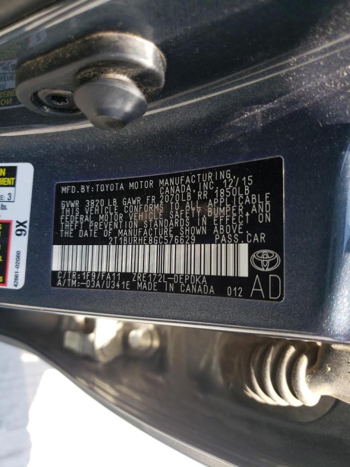 Photo 10 from auction – 2016 TOYOTA COROLLA L with VIN 2T1BURHE8GC576629