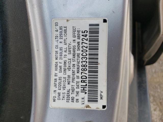 Photo 10 from auction – 2003 HONDA CR-V EX with VIN JHLRD78833C027245