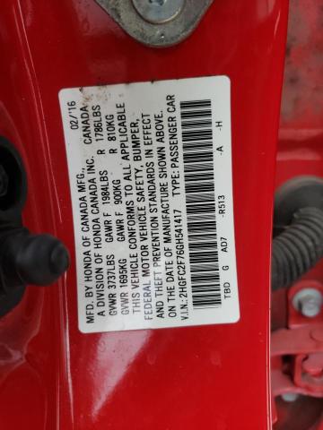 Photo 10 from auction – 2016 HONDA CIVIC EX with VIN 2HGFC2F76GH541417