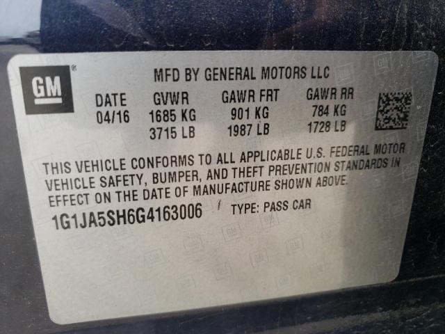 Photo 10 from auction – 2016 CHEVROLET SONIC LS with VIN 1G1JA5SH6G4163006