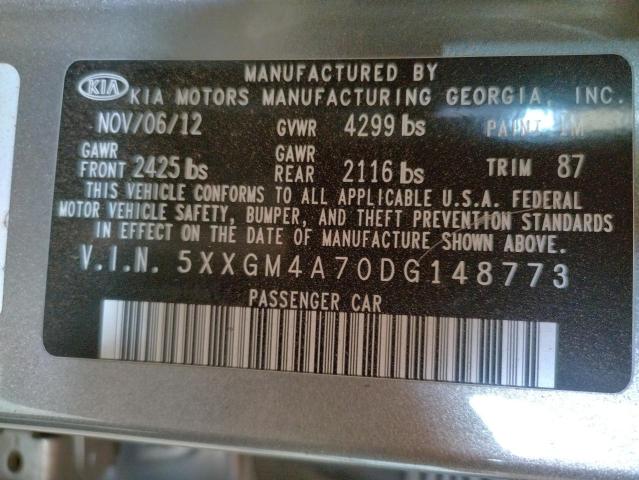 Photo 10 from auction – 2013 KIA OPTIMA LX with VIN 5XXGM4A70DG148773